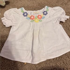 Peek White Kids Blouse with Colorful Floral Embroidery